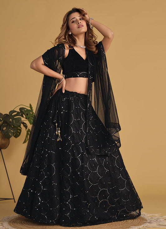 Black Sequins Embroidered Lehenga Choli Set