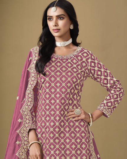 pink art silk embroidered readymade lehenga kameez