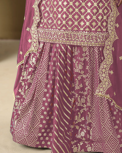 pink art silk embroidered readymade lehenga kameez