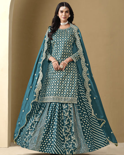 morpich art silk embroidered readymade lehenga kameez