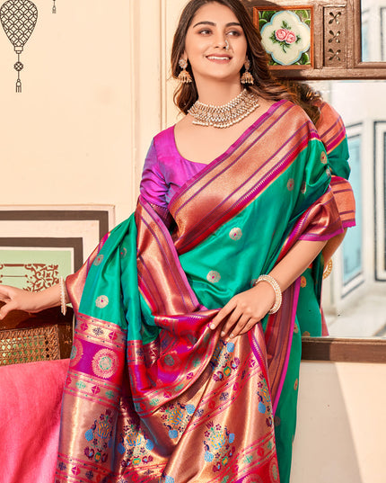 Rama Green Peshwai Paithani Silk Woven Saree