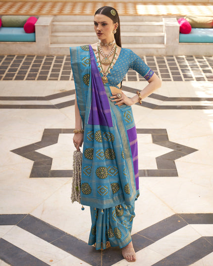 Purple Silk Patola Print Design Saree
