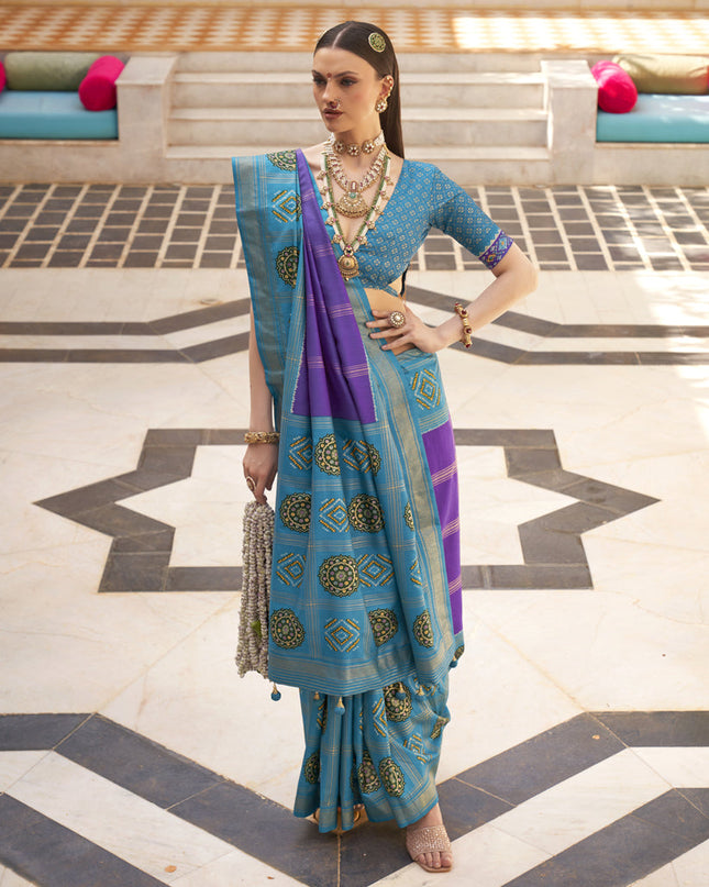 Purple Silk Patola Print Design Saree