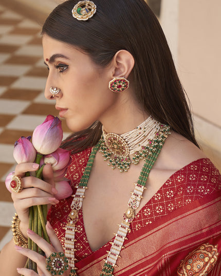 Graphite Grey Silk Patola Print Design Saree