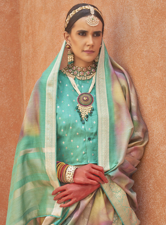 Multicolor Silk Embellished Festival Saree