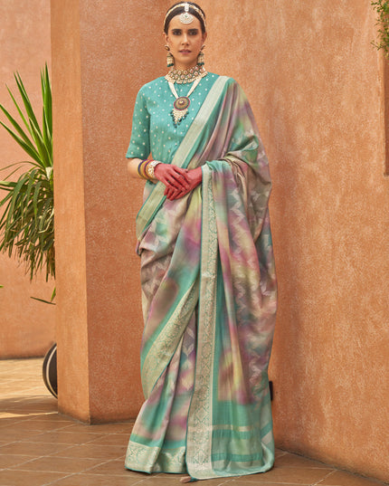 Multicolor Silk Embellished Festival Saree