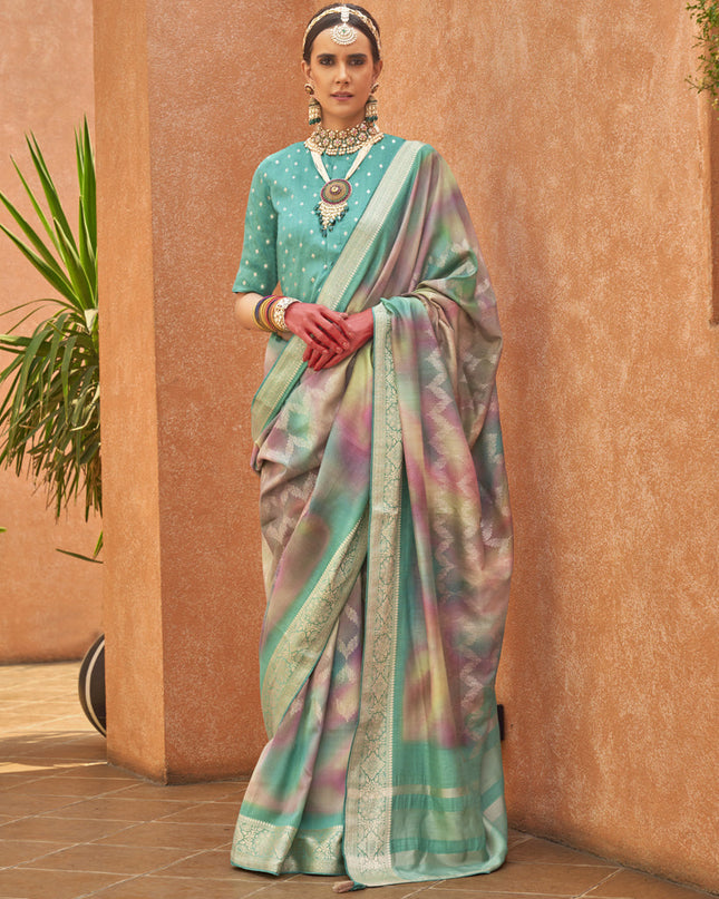 Multicolor Silk Embellished Festival Saree