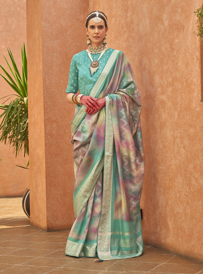Multicolor Silk Embellished Festival Saree