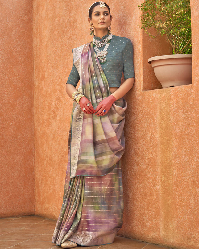 Multicolor Silk Embellished Festival Saree
