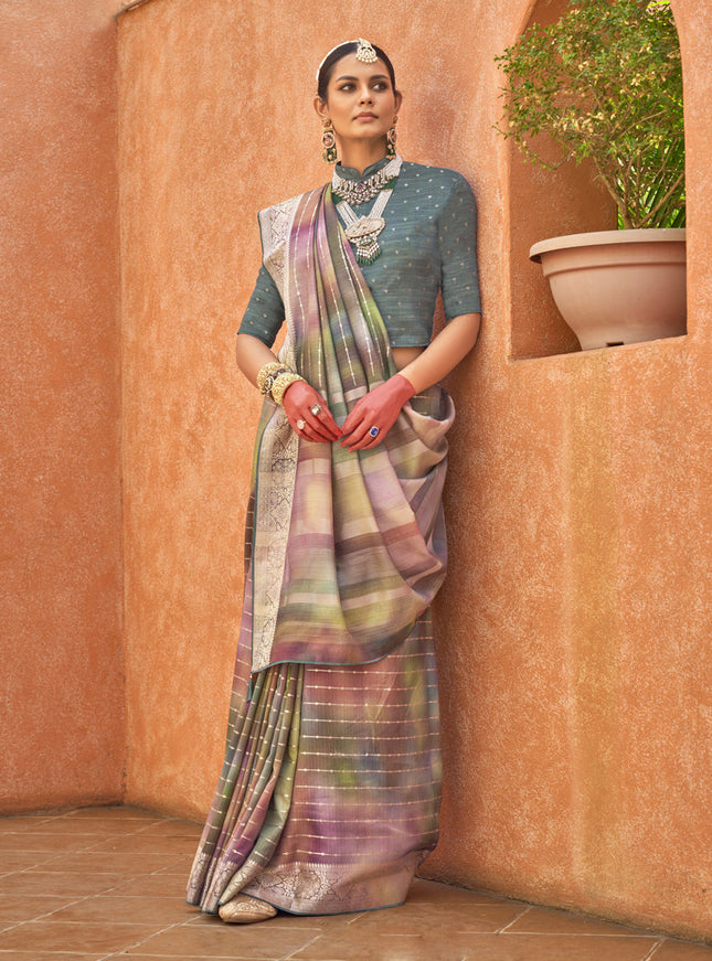 Multicolor Silk Embellished Festival Saree