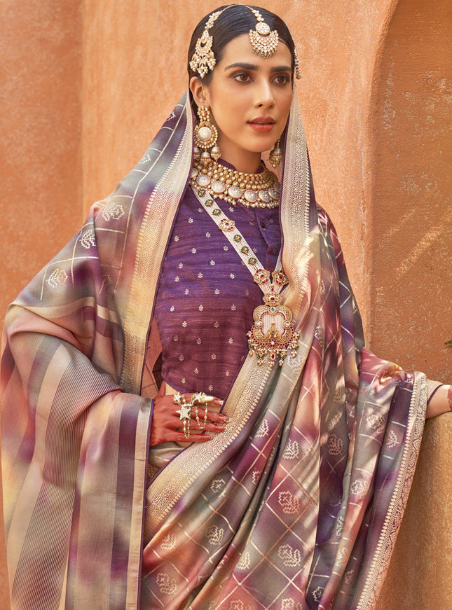 Multicolor Silk Embellished Festival Saree