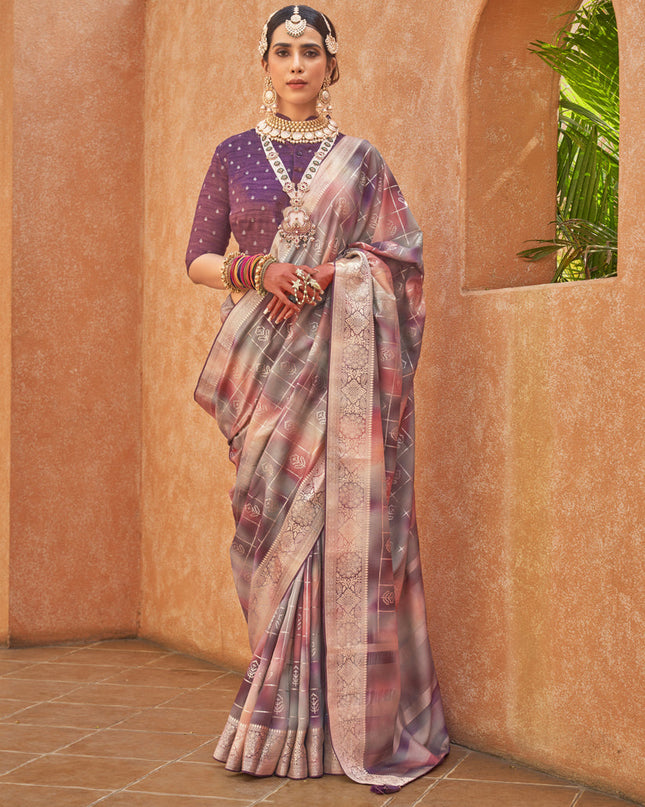 Multicolor Silk Embellished Festival Saree