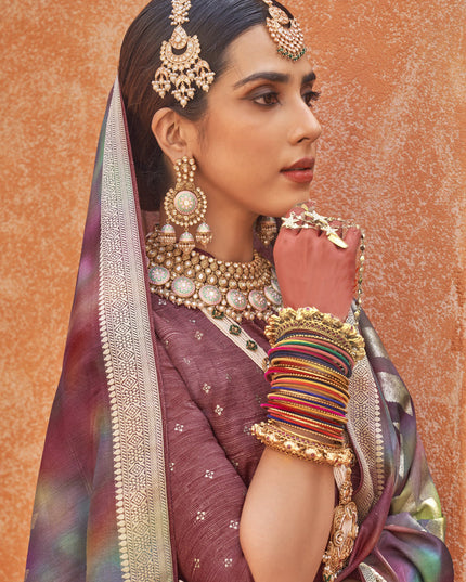 Multicolor Silk Embellished Festival Saree