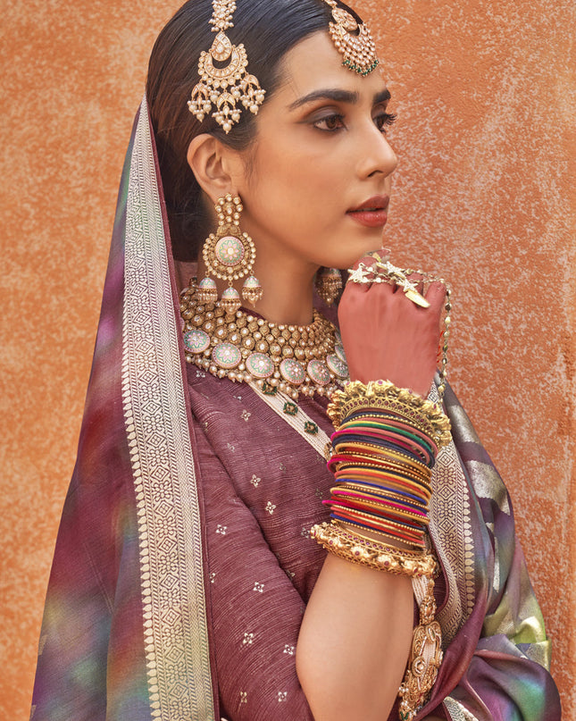 Multicolor Silk Embellished Festival Saree