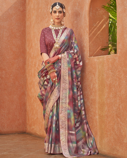 Multicolor Silk Embellished Festival Saree