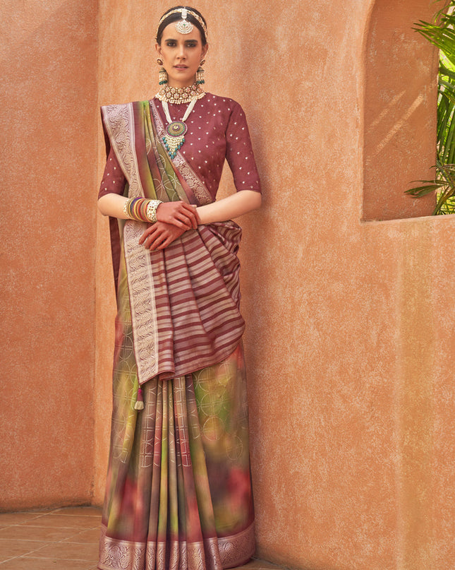 Multicolor Silk Embellished Festival Saree