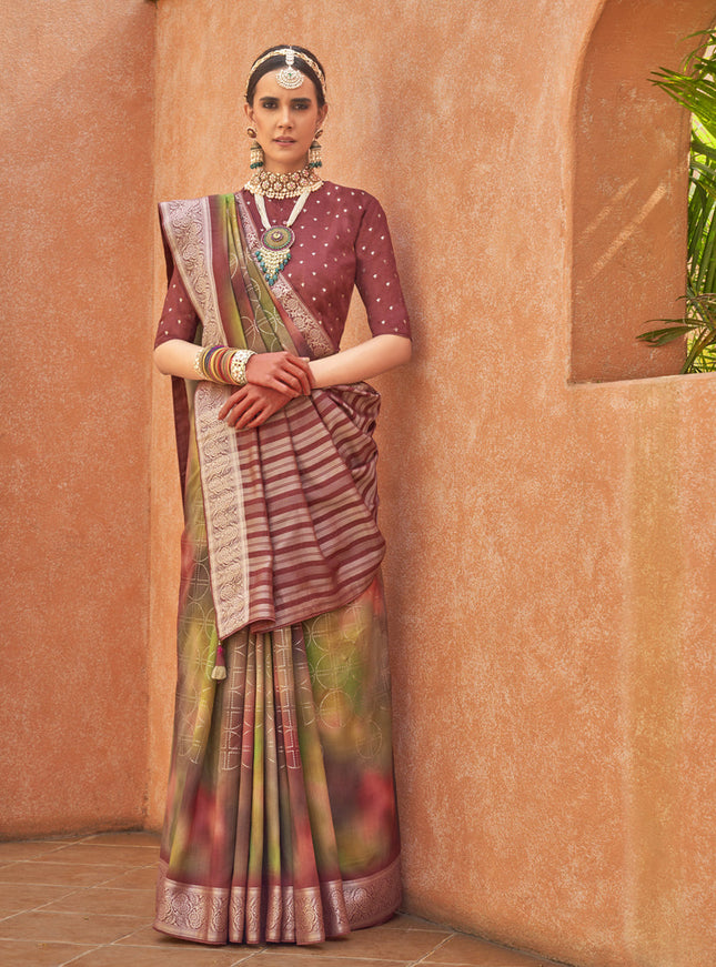 Multicolor Silk Embellished Festival Saree