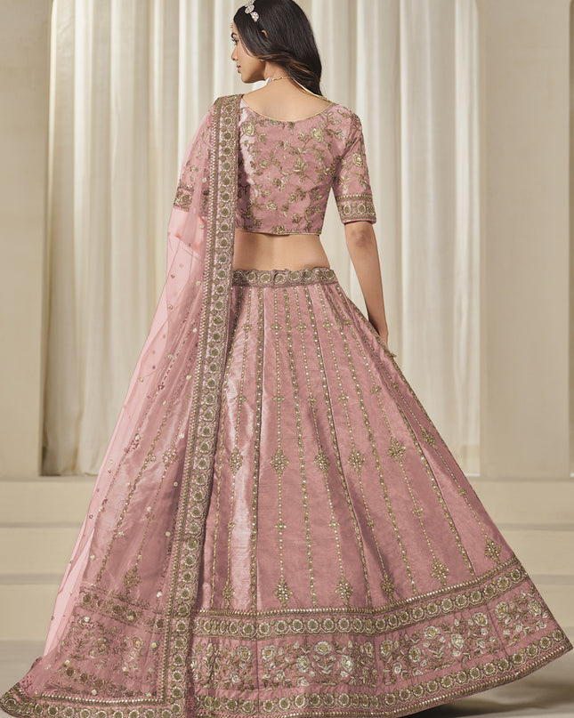 Adorable Coral Pink Art Silk Heavy Embroidered Lehenga Choli Set