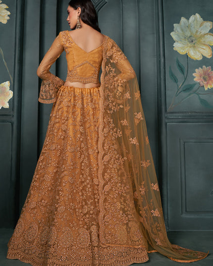 Salmon Orange Silk Embroidered Designer Wedding Lehenga Choli