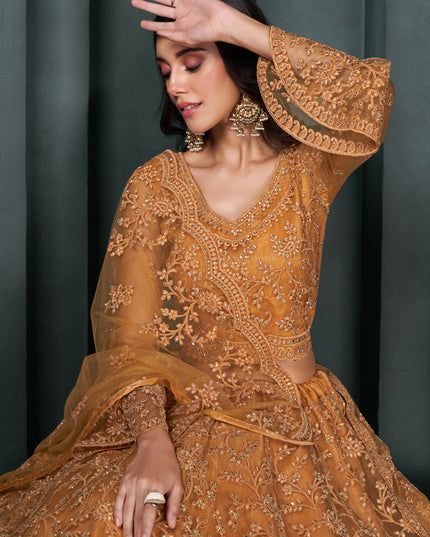 Salmon Orange Silk Embroidered Designer Wedding Lehenga Choli