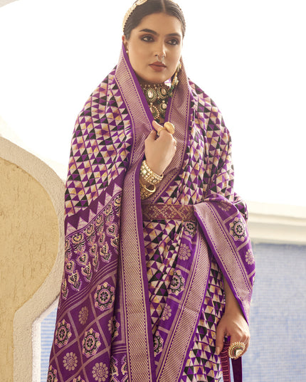 Magenta Silk Digital Printed Saree