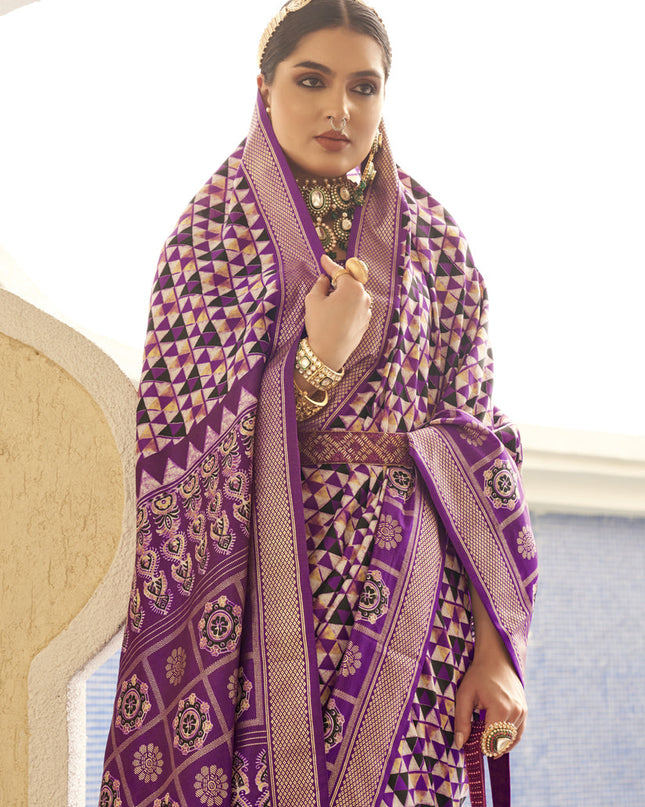 Magenta Silk Digital Printed Saree