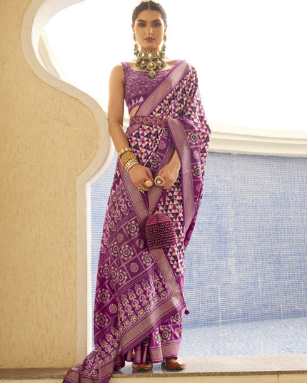 Magenta Silk Digital Printed Saree