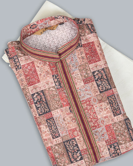 Brown Cotton Mens Kurta Pajama Set