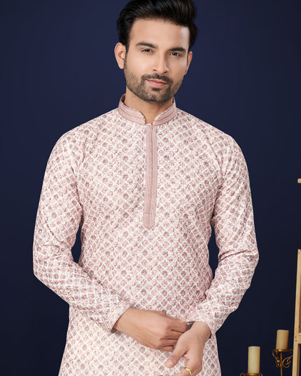 Off White Cotton Mens Kurta Pajama Set