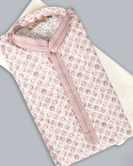 Off White Cotton Mens Kurta Pajama Set