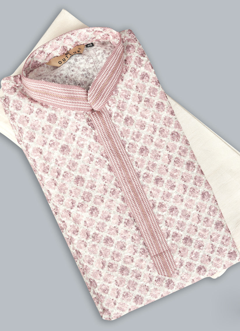 Off White Cotton Mens Kurta Pajama Set