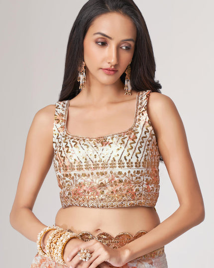 Mesmerizing White Organza Sequins Saree