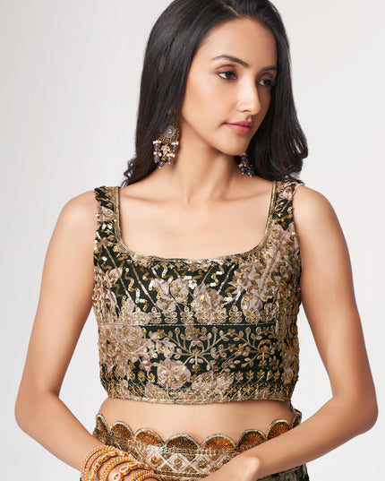 Amazing Black Organza Sequins Saree