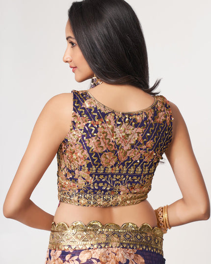 Graceful Violet Organza Sequins Saree