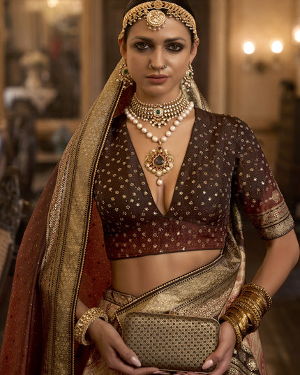 Multicolor Rajwadi Silk Embellished Lehenga Choli