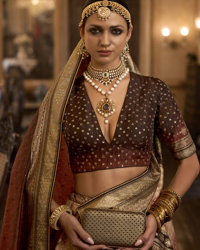 Multicolor Rajwadi Silk Embellished Lehenga Choli