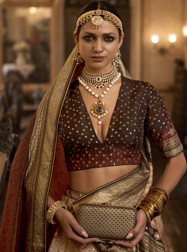 Multicolor Rajwadi Silk Embellished Lehenga Choli