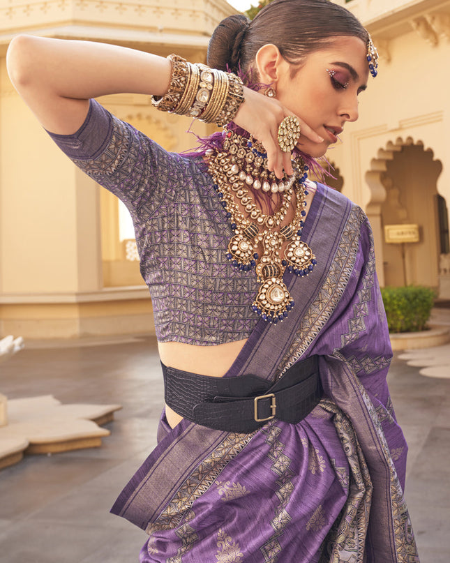 Purple Silk Saree for Festival