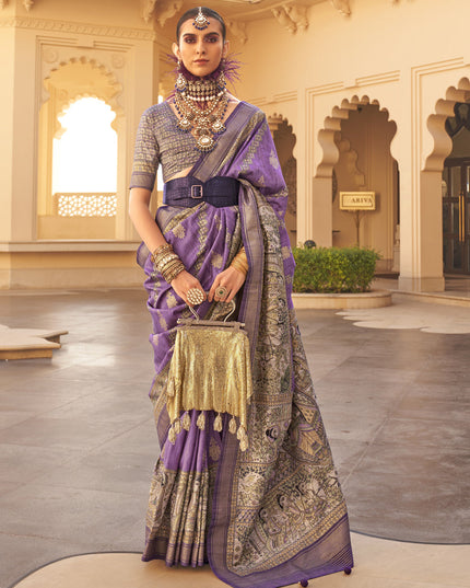 Purple Silk Saree for Festival
