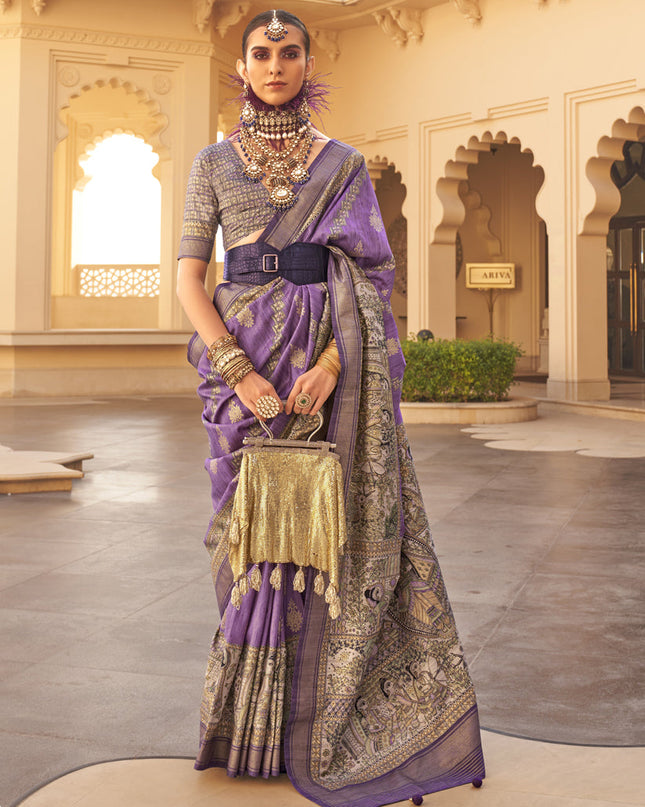 Purple Silk Saree for Festival
