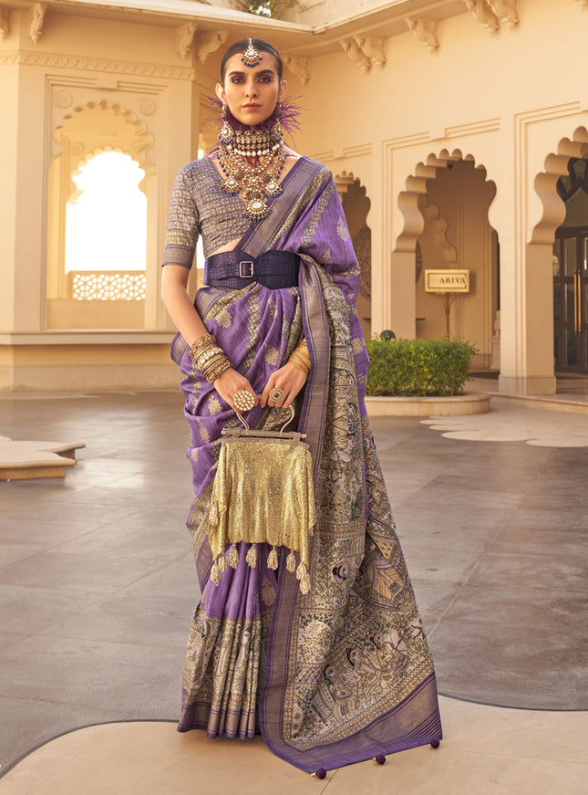 Purple Silk Saree for Festival