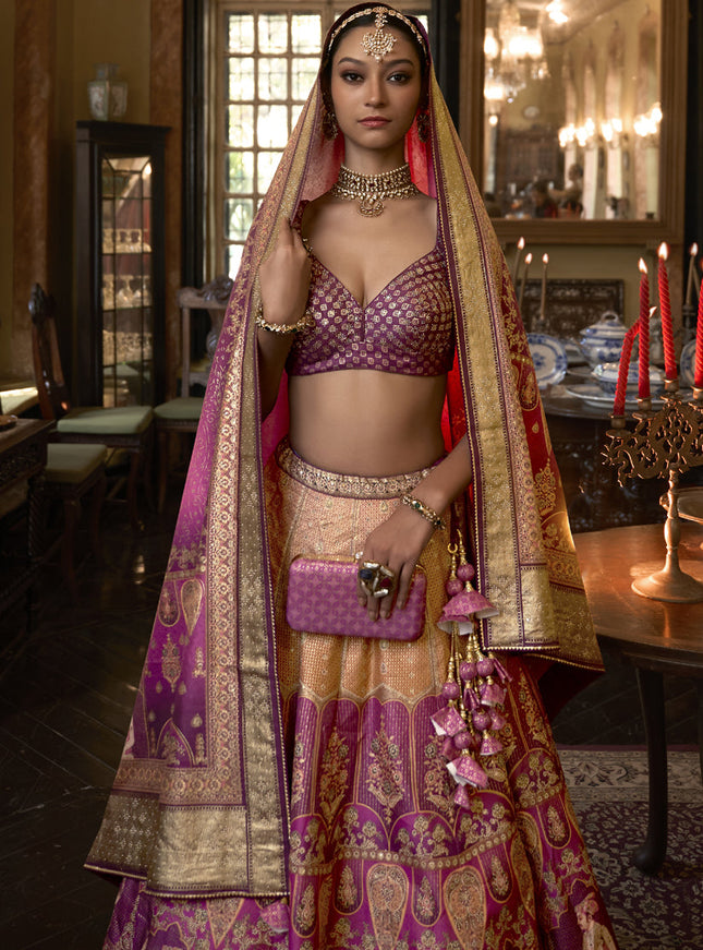 Multicolor Rajwadi Silk Embellished Lehenga Choli
