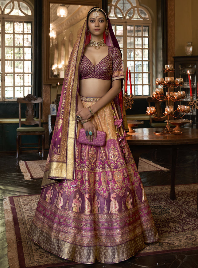 Multicolor Rajwadi Silk Embellished Lehenga Choli