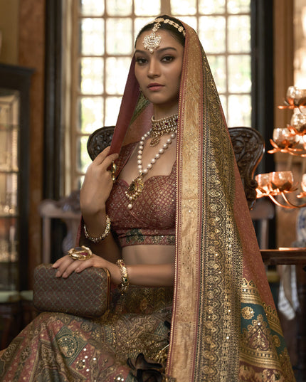 Multicolor Rajwadi Silk Embellished Lehenga Choli