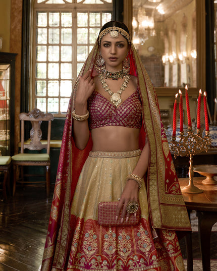 Multicolor Rajwadi Silk Embellished Lehenga Choli
