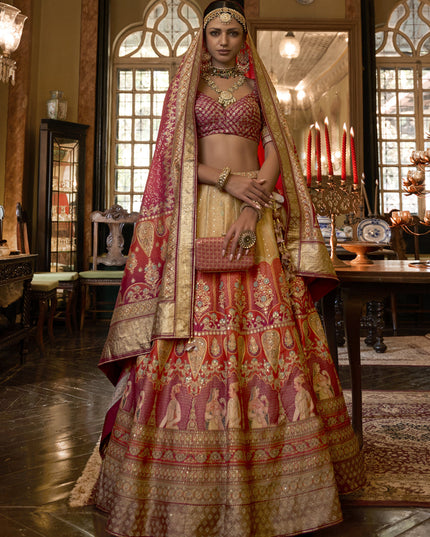 Multicolor Rajwadi Silk Embellished Lehenga Choli