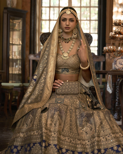 Multicolor Rajwadi Silk Embellished Lehenga Choli