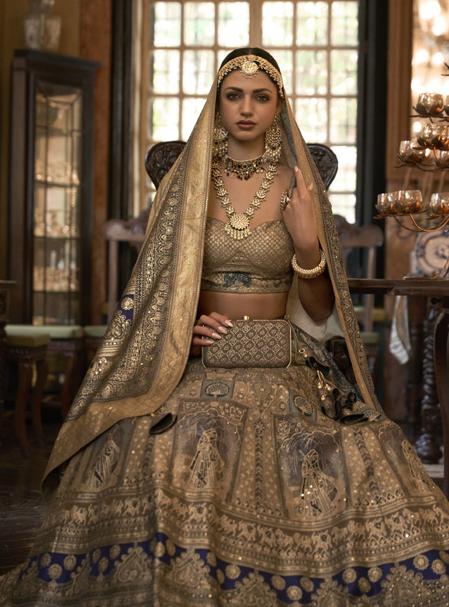 Multicolor Rajwadi Silk Embellished Lehenga Choli