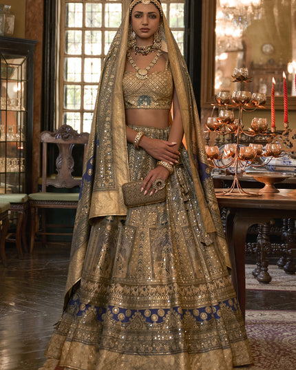 Multicolor Rajwadi Silk Embellished Lehenga Choli