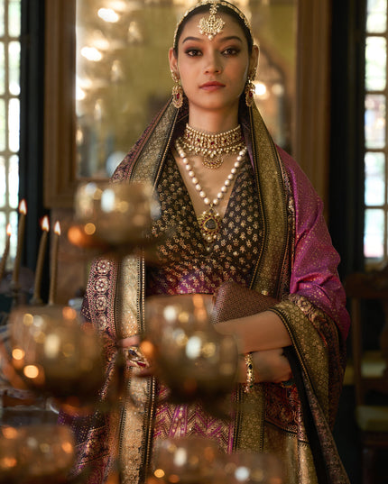 Multicolor Rajwadi Silk Embellished Lehenga Choli